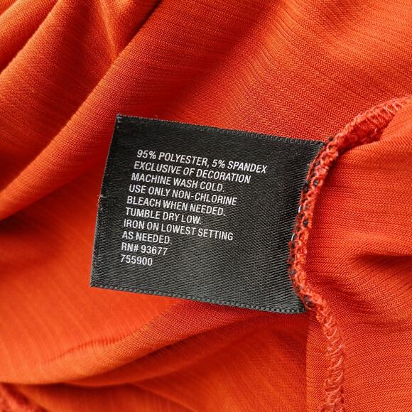 East 5th Lace V-neck Orange Blouse XL y2k business casual short sleeve polyblend - Picture 9 of 13